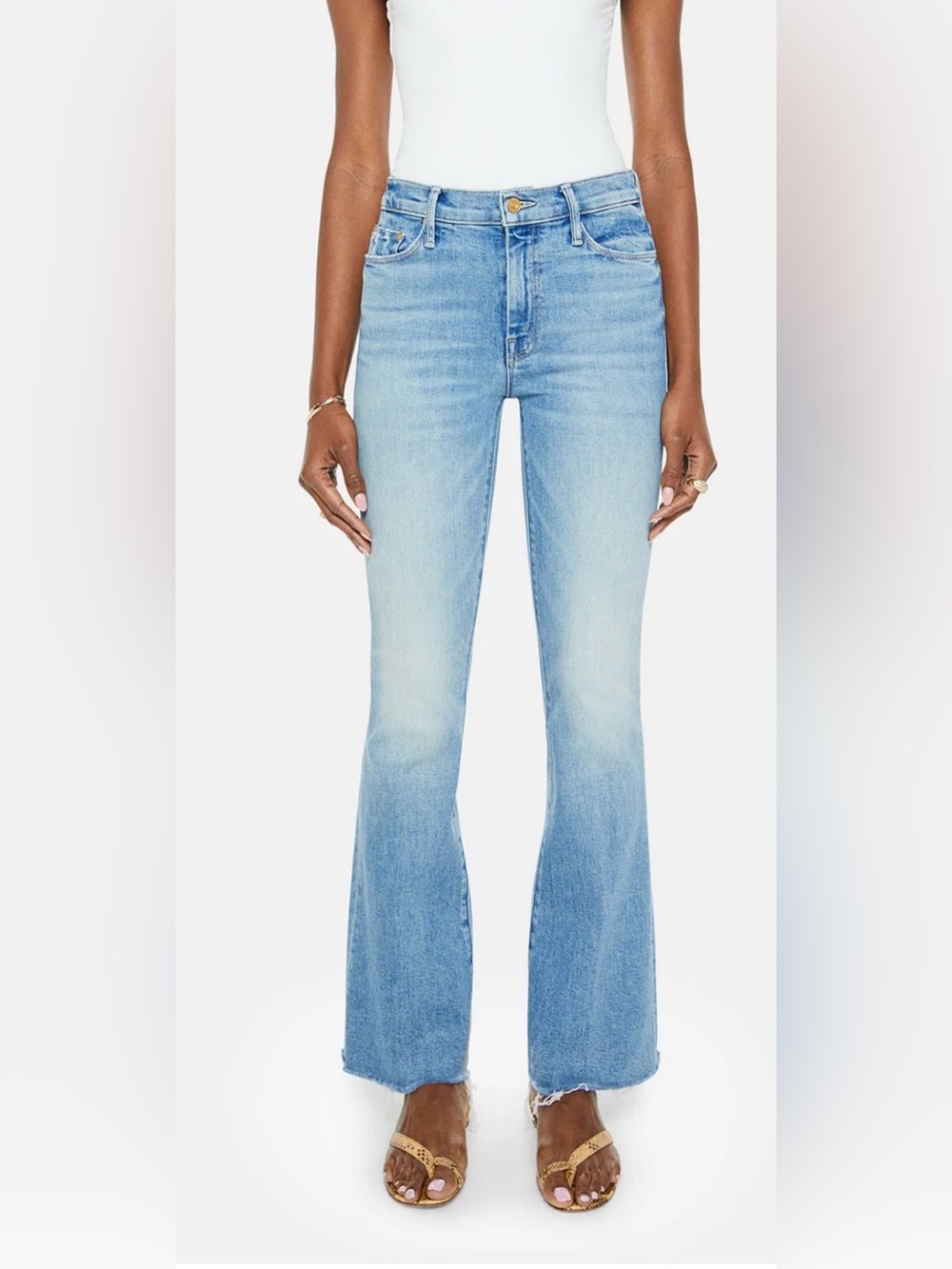 MOTHER Light Blue High-Rise Flare Jeans